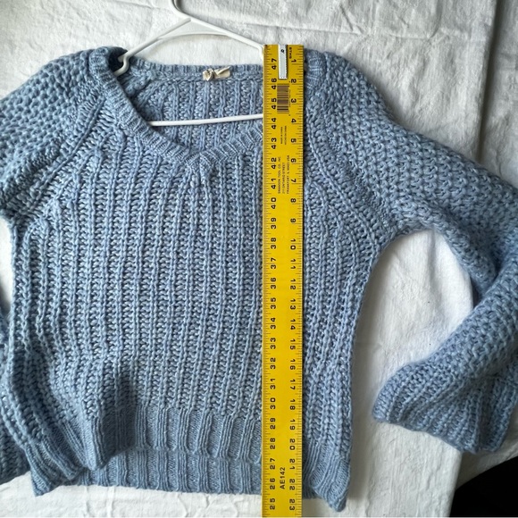 Moth Coastal Blue Knitted bell sleeve sweater size Medium wool blend - Picture 2 of 12
